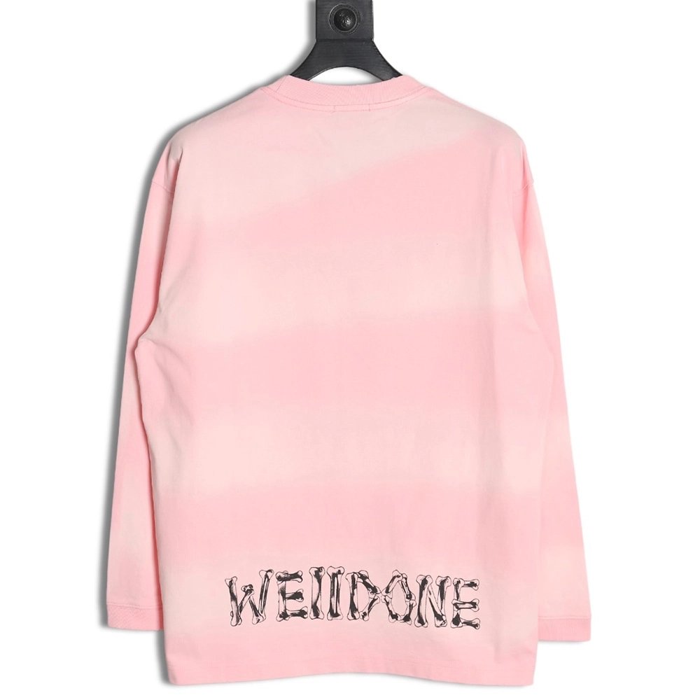 WE11 DONE Heart Skull Gradient Print Long Sleeve T-shirt,All order with free shipping We11done