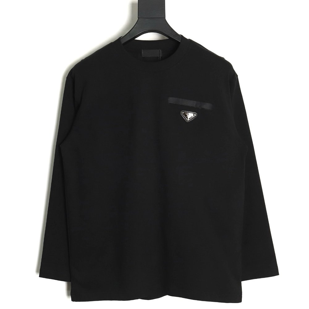 Prada pocket triangle metal logo long sleeve T-shirt TSK1,All order with free shipping Prada