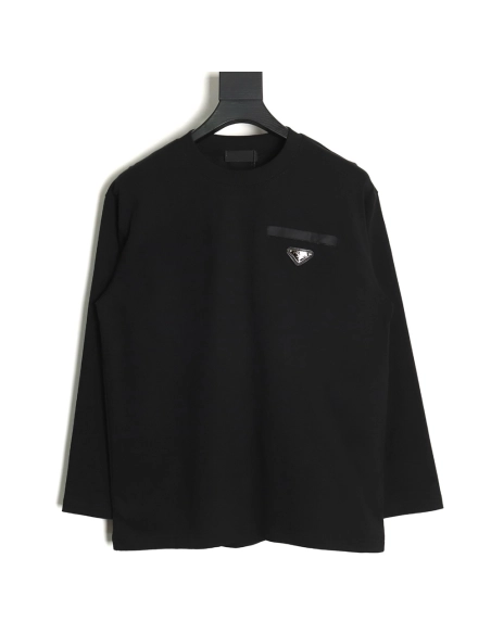 Prada pocket triangle metal logo long sleeve T-shirt TSK1,All order with free shipping Prada