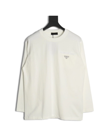 Prada pocket triangle metal logo long sleeve T-shirt,All order with free shipping Prada