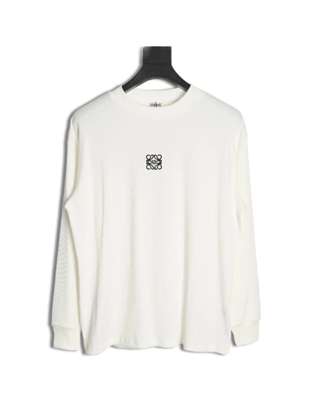 Loewe embroidered logo waffle long-sleeved T-shirt,All order with free shipping Loewe