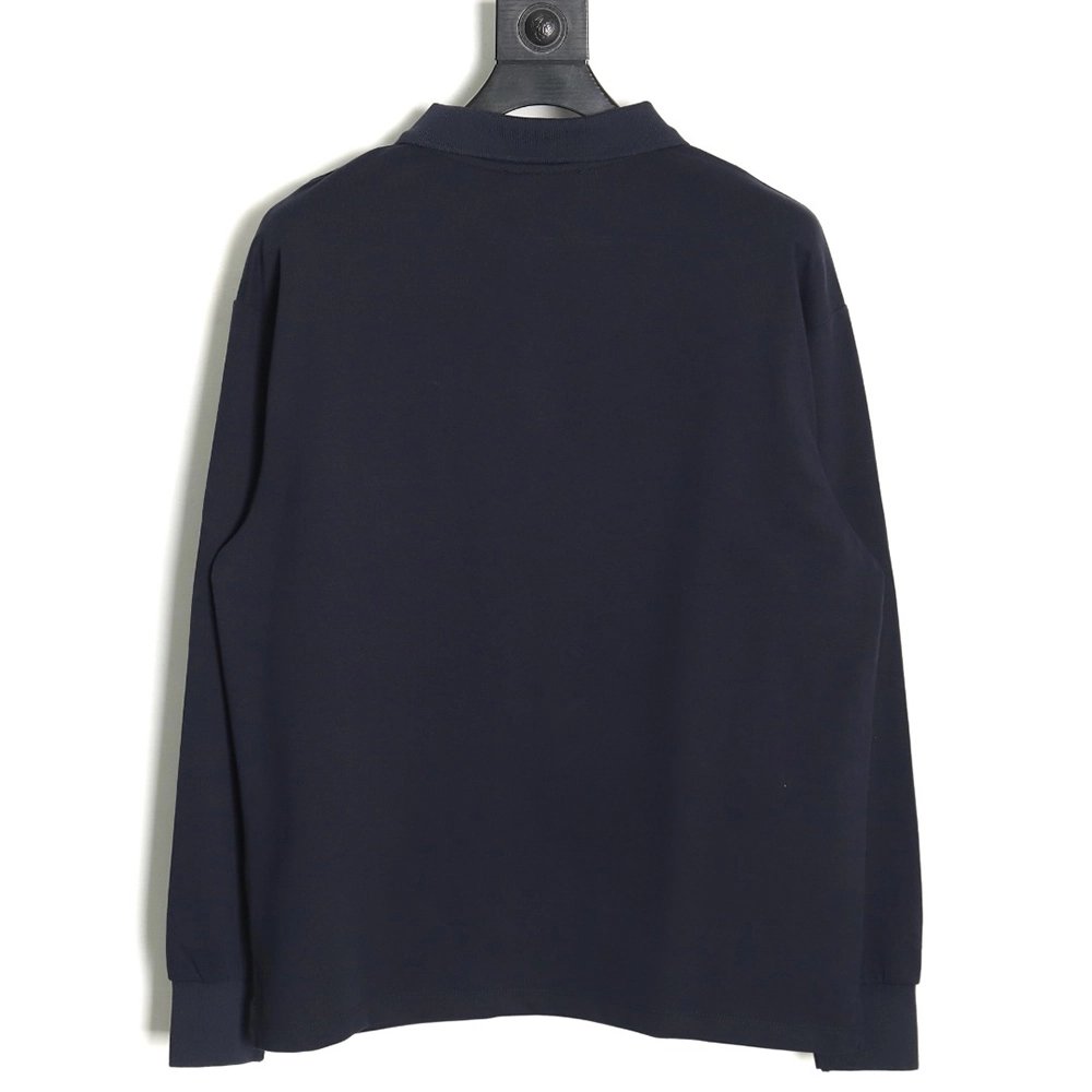 Miu Miu lettering embroidered lapel long-sleeved T-shirt,All order with free shipping Miu Miu