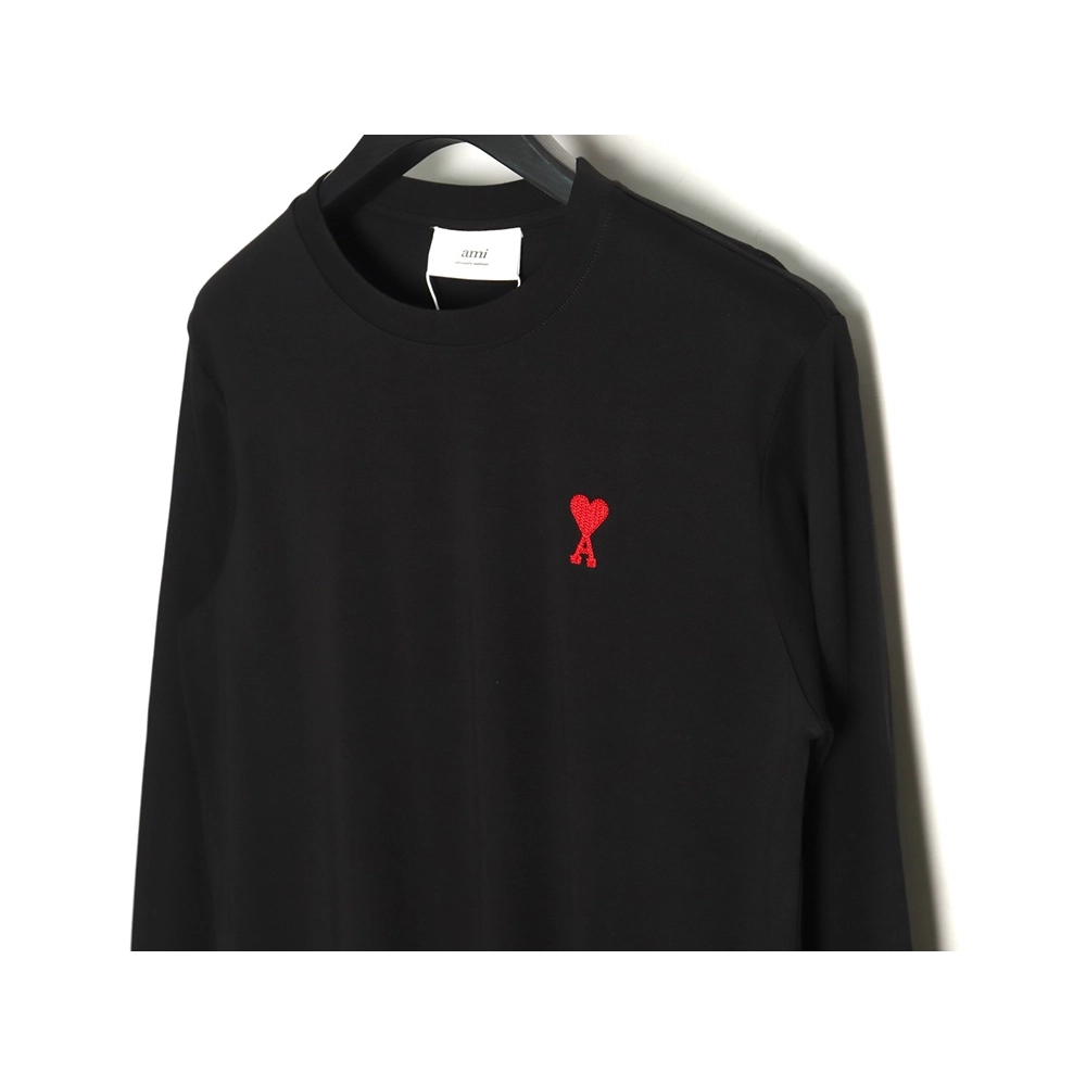 Ami small heart logo embroidered long sleeve T-shirt TSK1,All order with free shipping Ami