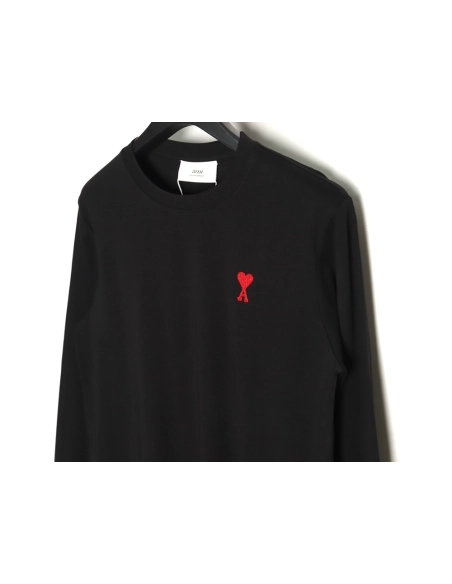 Ami small heart logo embroidered long sleeve T-shirt TSK1,All order with free shipping Ami