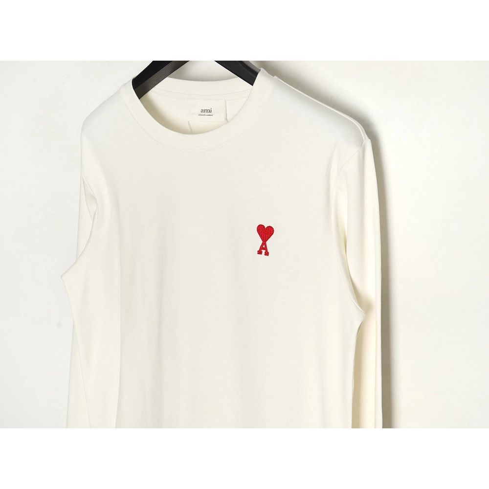 Ami small heart logo embroidered long sleeve T-shirt,All order with free shipping Ami