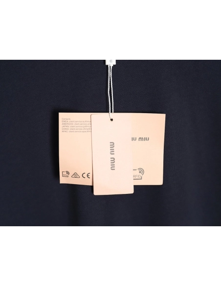 Miu Miu long-sleeved T-shirt with gold logo embroidery,All order with free shipping Miu Miu