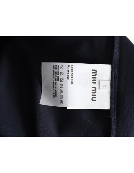 Miu Miu long-sleeved T-shirt with gold logo embroidery,All order with free shipping Miu Miu