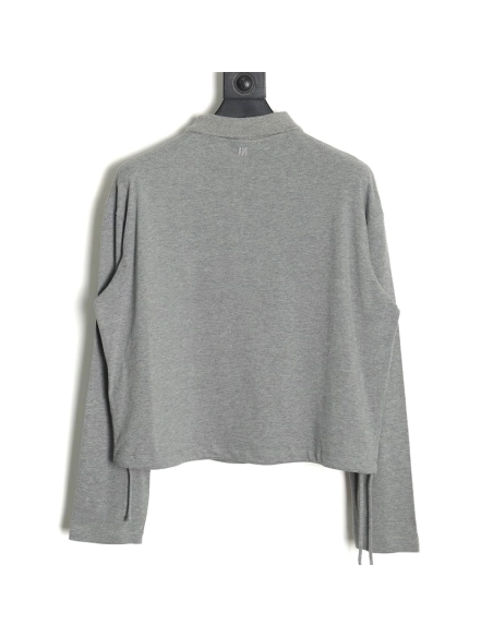 Ami Paris Love Ribbon Lapel Long Sleeve T-shirt,All order with free shipping Ami