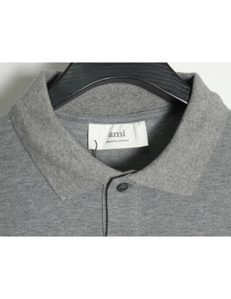 Ami Paris Love Ribbon Lapel Long Sleeve T-shirt,All order with free shipping Ami