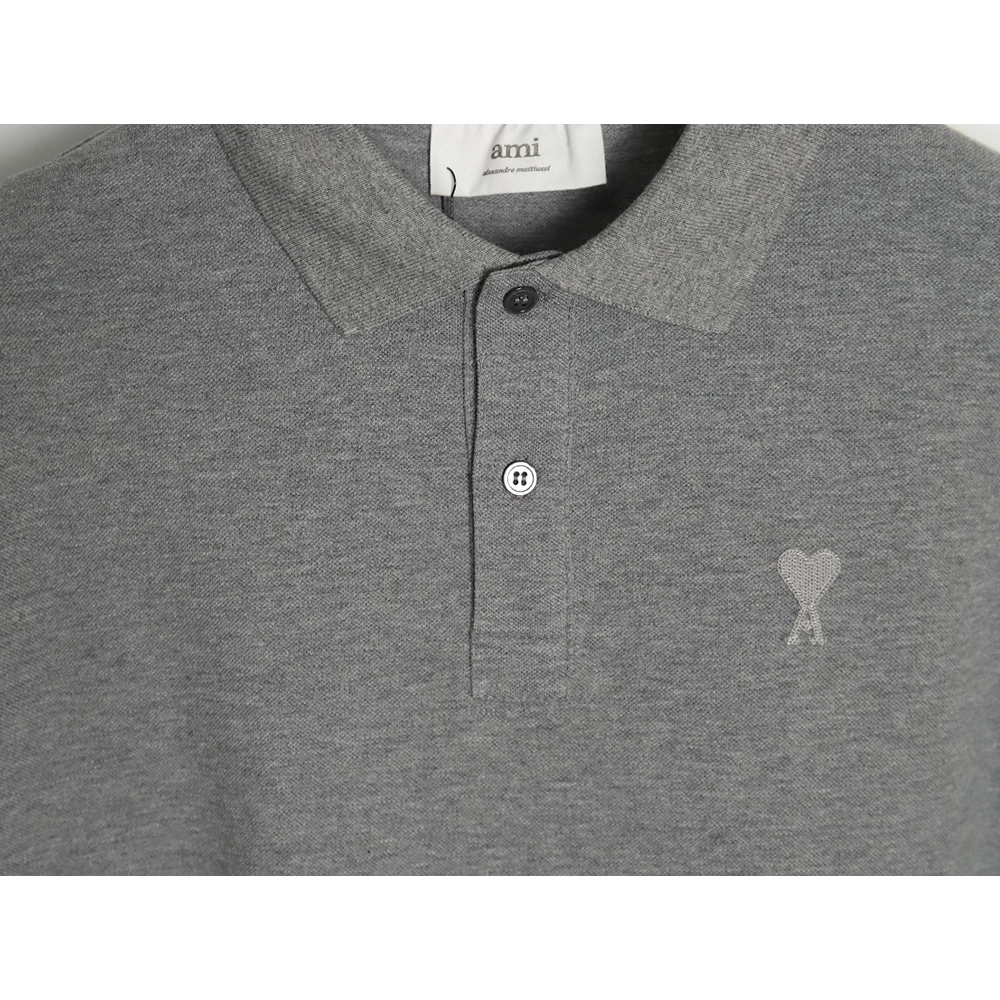 Ami Paris Love Ribbon Lapel Long Sleeve T-shirt,All order with free shipping Ami