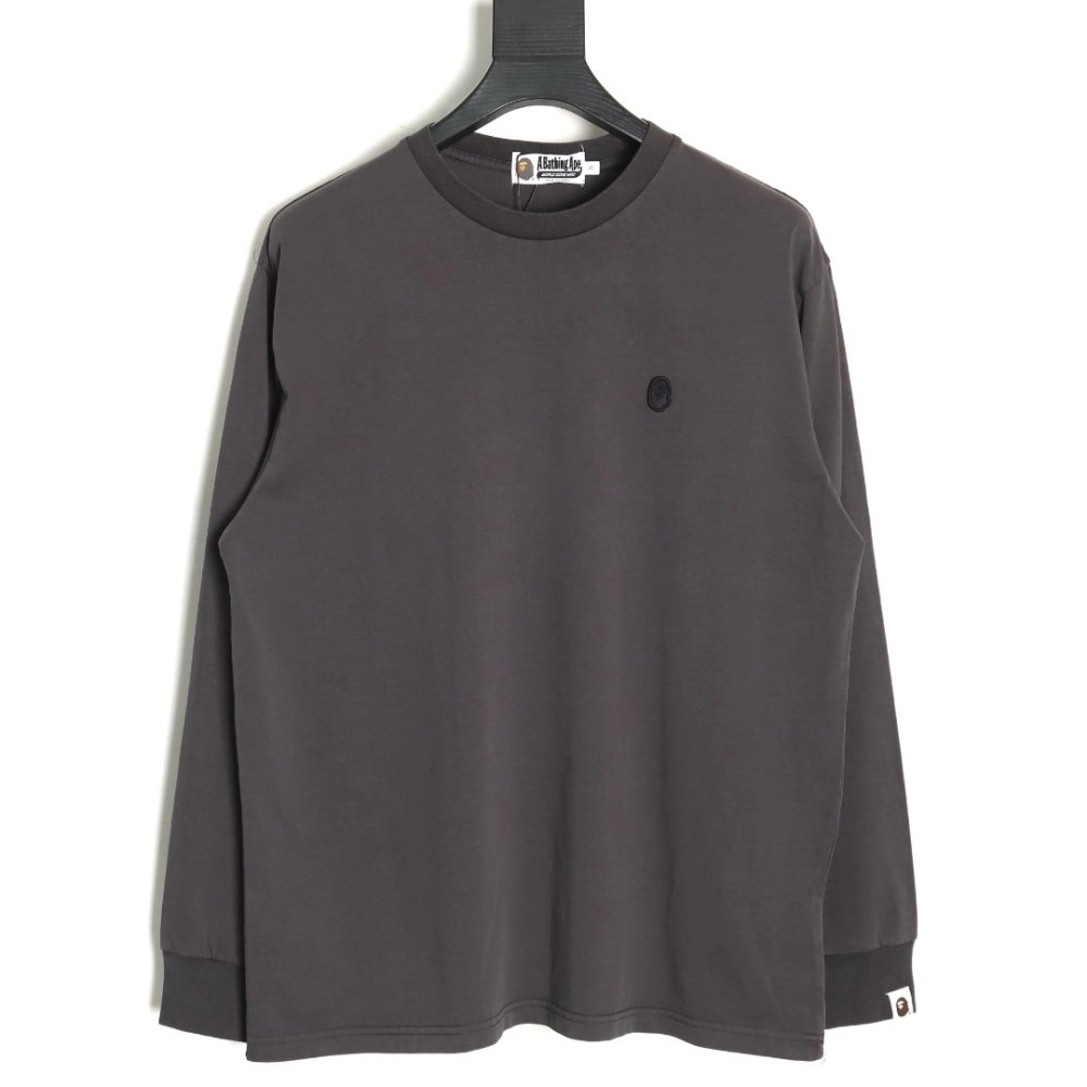 Bape small logo embroidered long sleeve T-shirt TSK1,All order with free shipping Bape