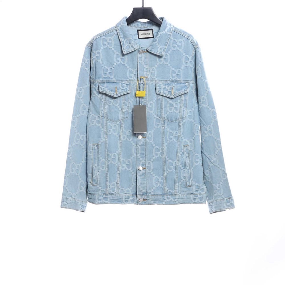 Gucci coconut palm embroidered denim jacket,Gucci Jacket,Jacket,APPAREL