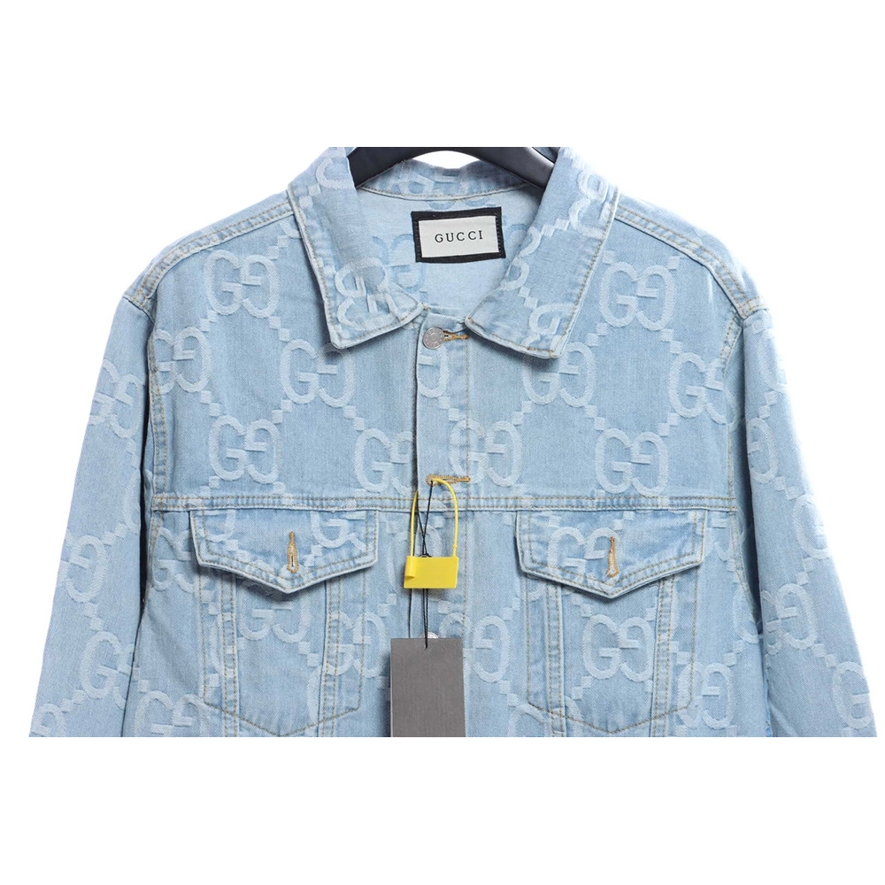 Gucci coconut palm embroidered denim jacket,Gucci Jacket,Jacket,APPAREL