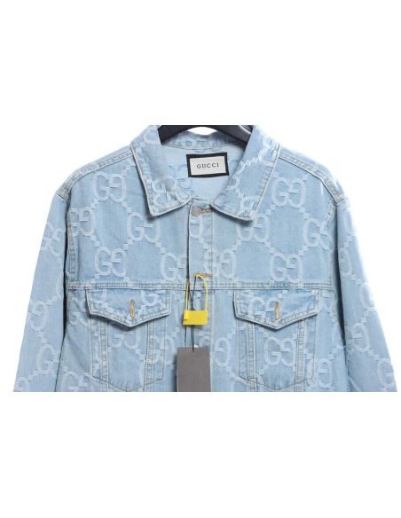 Gucci coconut palm embroidered denim jacket,Gucci Jacket,Jacket,APPAREL