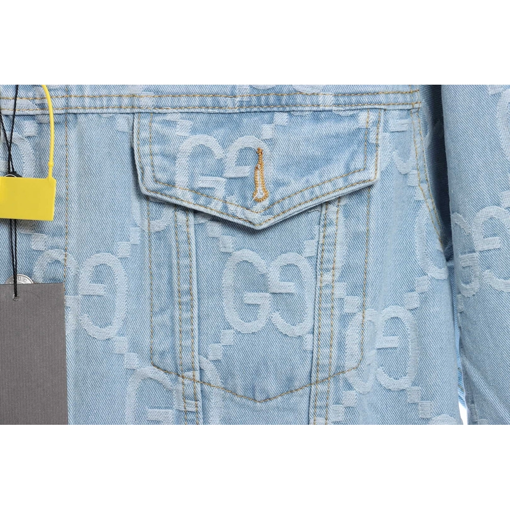 Gucci coconut palm embroidered denim jacket,Gucci Jacket,Jacket,APPAREL