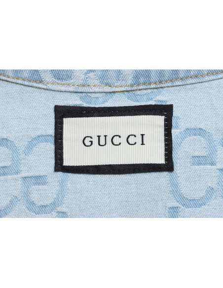 Gucci coconut palm embroidered denim jacket,Gucci Jacket,Jacket,APPAREL