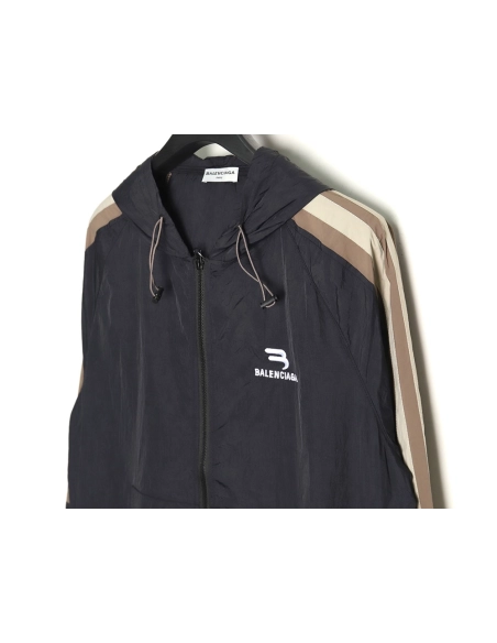 Balenciaga Zippered Logo Embroidered Long Sleeve Jacket TSK1,Balenciaga Jacket,Jacket,APPAREL