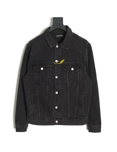 Balenciaga Double B graffiti white inksplashed denim jacket,Balenciaga Jacket,Jacket,APPAREL
