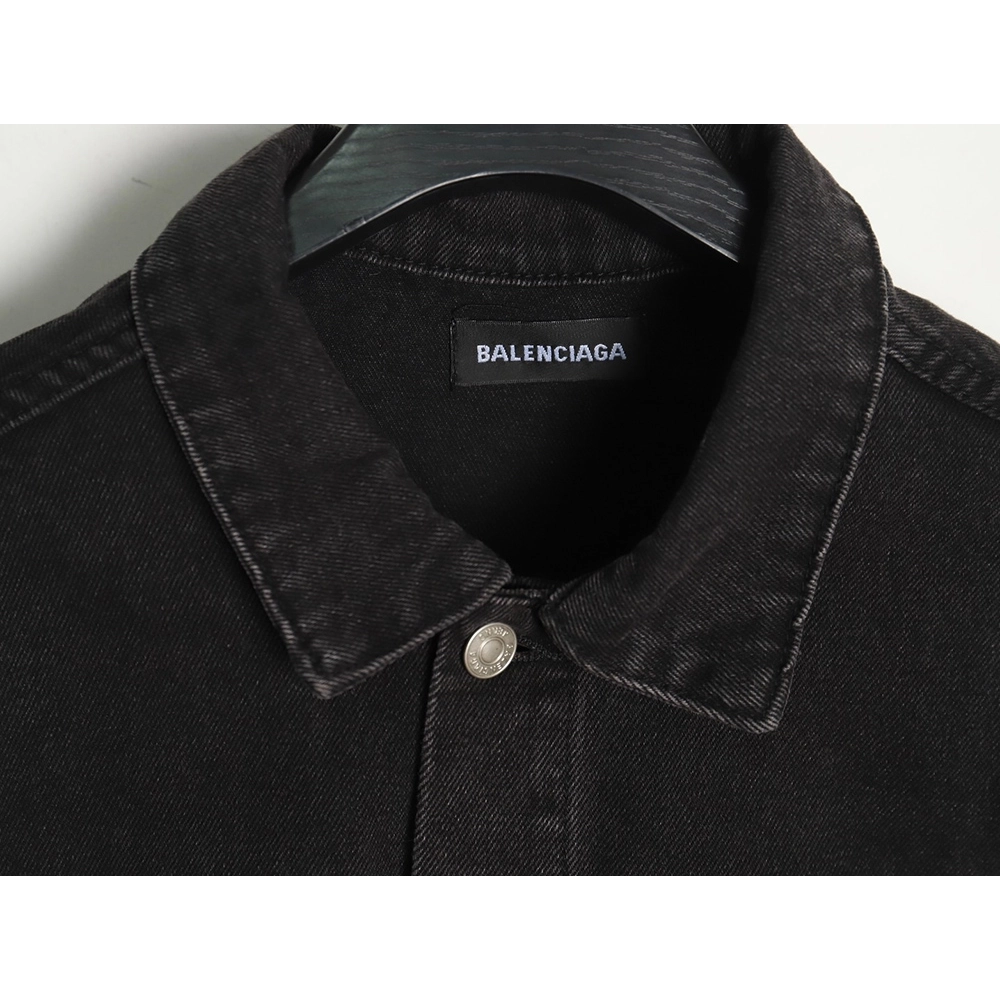 Balenciaga Double B graffiti white inksplashed denim jacket,Balenciaga Jacket,Jacket,APPAREL