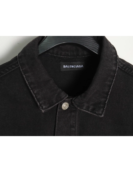 Balenciaga Double B graffiti white inksplashed denim jacket,Balenciaga Jacket,Jacket,APPAREL