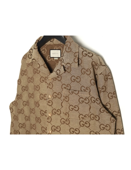 Gucci Double G small jacquard lapel longsleeved shirt jacket,Gucci Jacket,Jacket,APPAREL