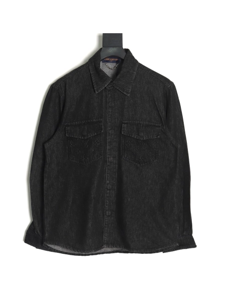 Louis vuitton pocket embossed denim jacket shirt,Louis Vuitton Jacket,Jacket,APPAREL