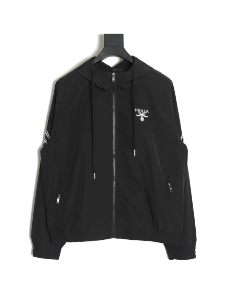 Prada Embroidered Logo ZipUp Jacket TSK1,Prada Jacket,Jacket,APPAREL