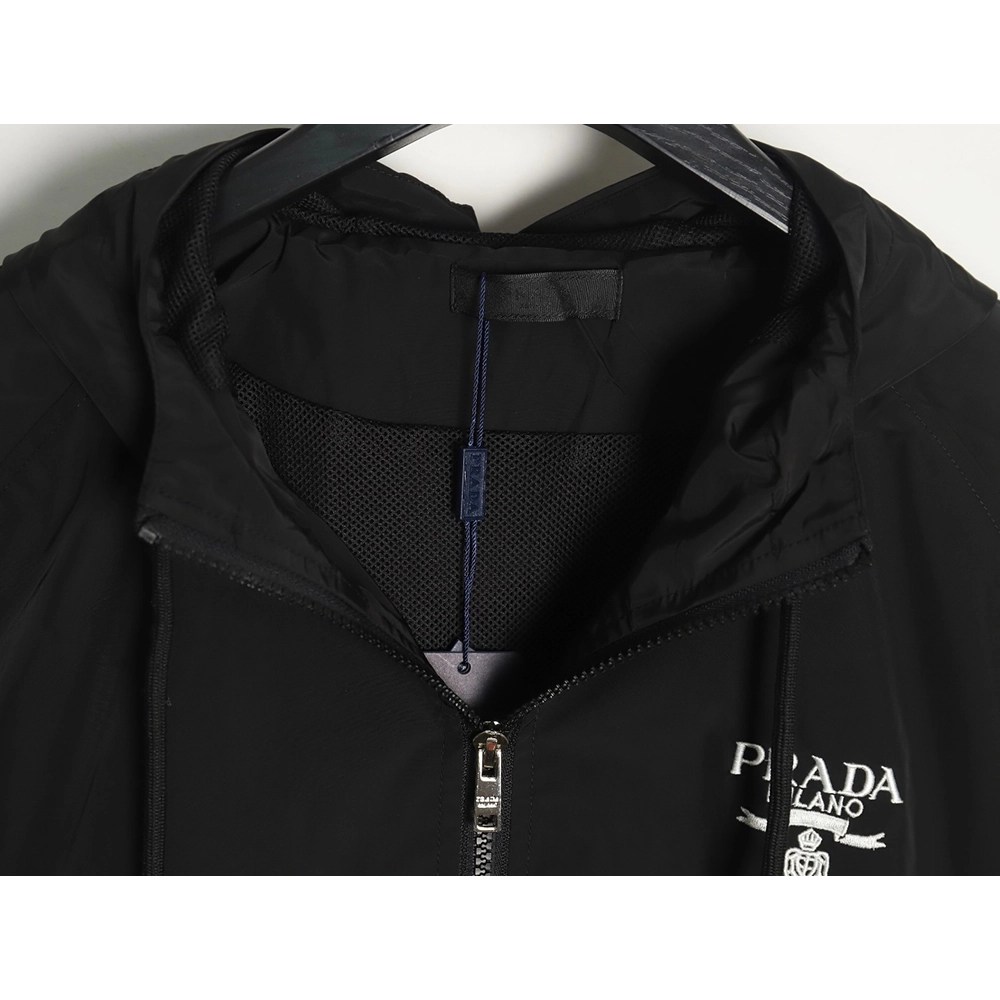 Prada Embroidered Logo ZipUp Jacket TSK1,Prada Jacket,Jacket,APPAREL