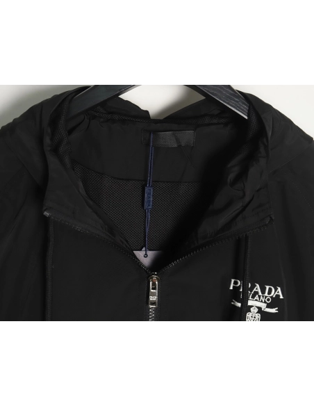 Prada Embroidered Logo ZipUp Jacket TSK1,Prada Jacket,Jacket,APPAREL