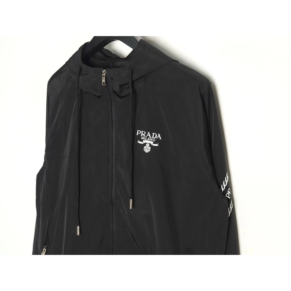 Prada Embroidered Logo ZipUp Jacket TSK1,Prada Jacket,Jacket,APPAREL