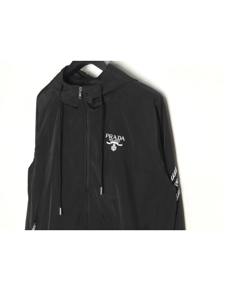 Prada Embroidered Logo ZipUp Jacket TSK1,Prada Jacket,Jacket,APPAREL
