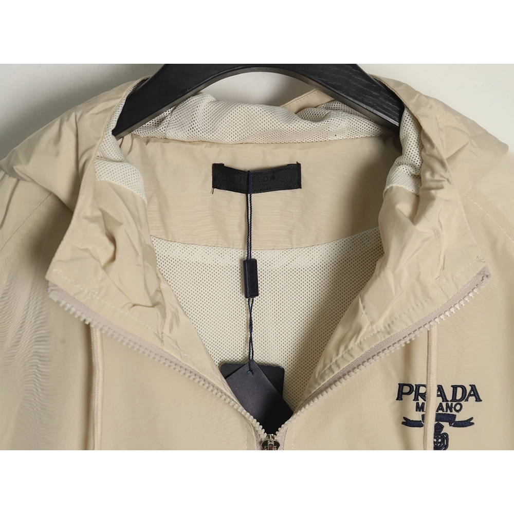 Prada Embroidered Logo ZipUp Jacket,Prada Jacket,Jacket,APPAREL