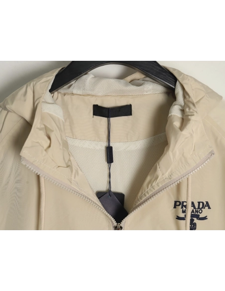 Prada Embroidered Logo ZipUp Jacket,Prada Jacket,Jacket,APPAREL