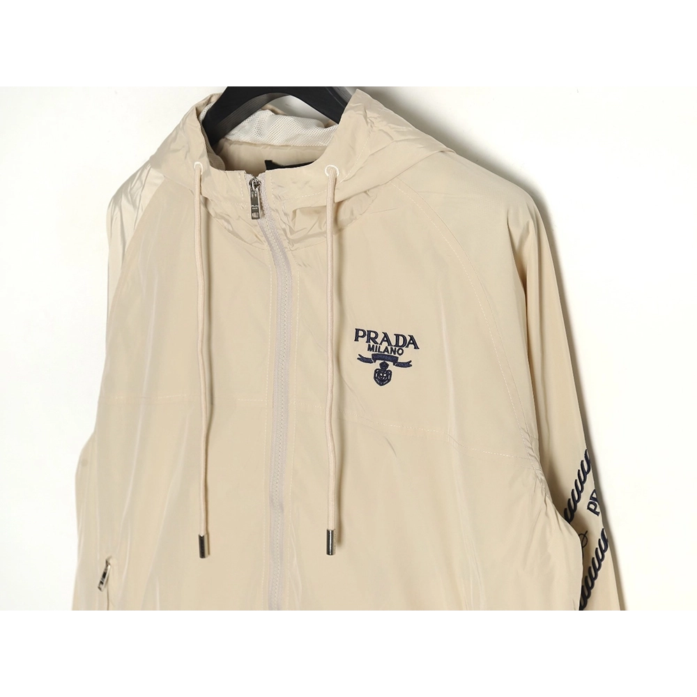 Prada Embroidered Logo ZipUp Jacket,Prada Jacket,Jacket,APPAREL