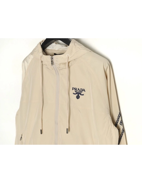 Prada Embroidered Logo ZipUp Jacket,Prada Jacket,Jacket,APPAREL