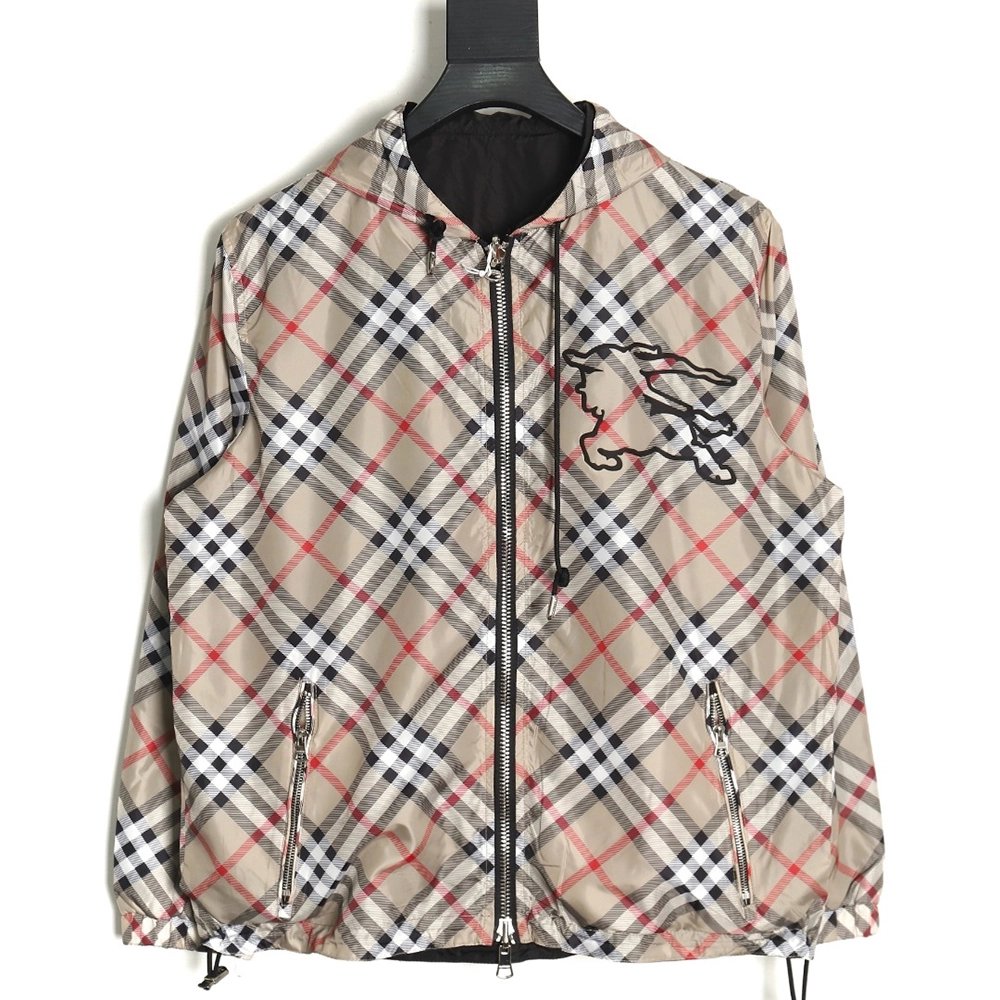 Burberry Check Warhorse Double Face Jacket TSK2,Burberry Jacket,Jacket,APPAREL