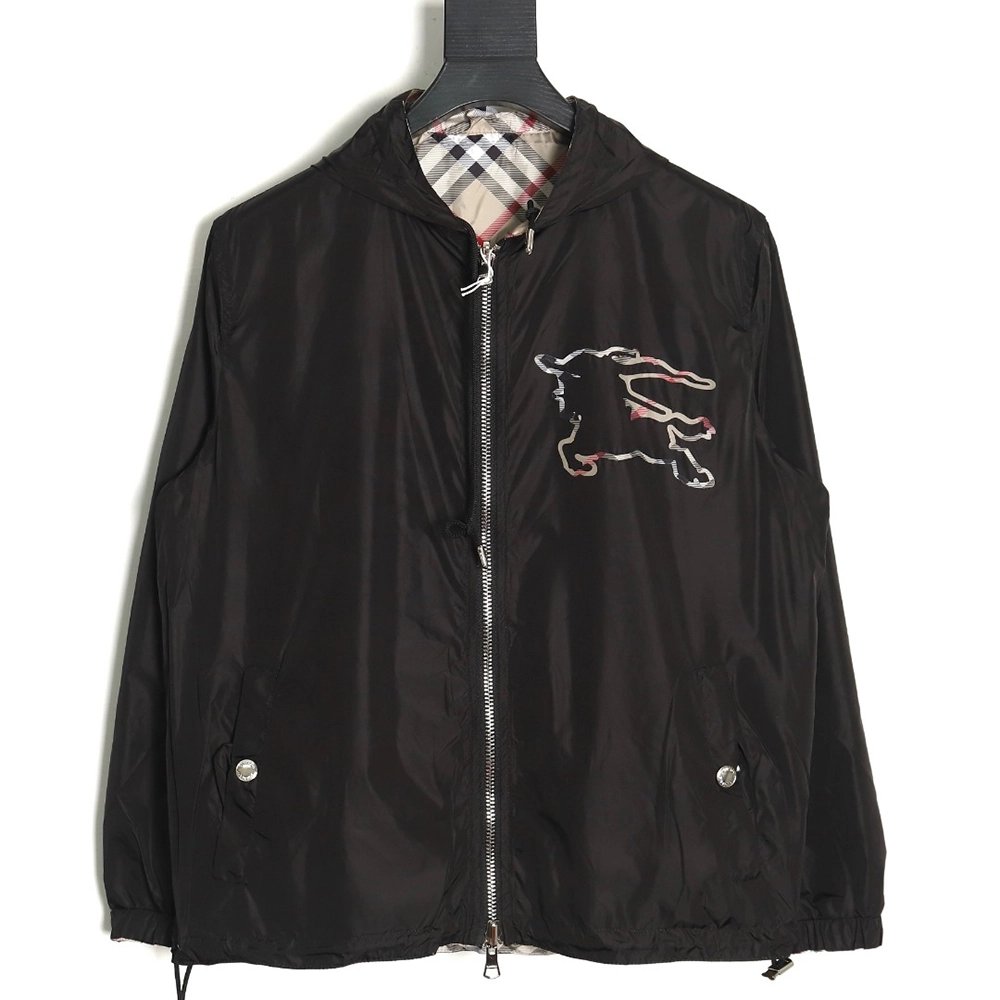 Burberry Check Warhorse Double Face Jacket TSK2,Burberry Jacket,Jacket,APPAREL