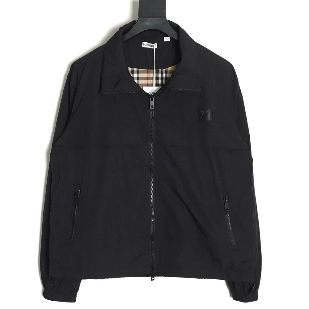 Burberry checked jacket with chest logo lining,Burberry Jacket,Jacket,APPAREL