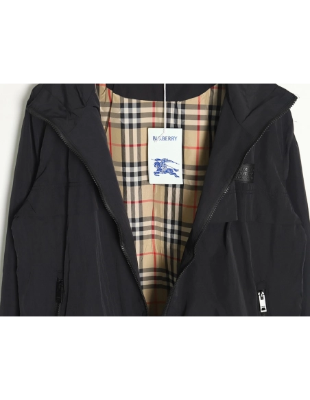 Burberry checked jacket with chest logo lining,Burberry Jacket,Jacket,APPAREL