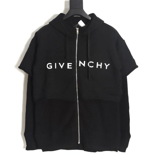 Givenchy heavytech knitted sweater patchwork jacket,Givenchy Jacket,Jacket,APPAREL