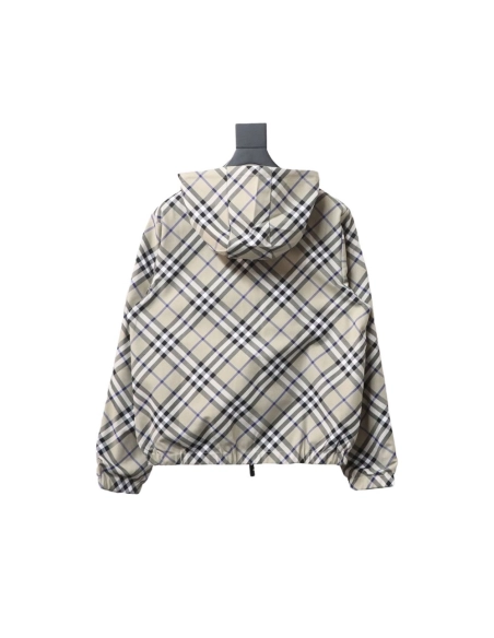 Burberry Check Warhorse Reversible Hooded Jacket TSK1,Burberry Jacket,Jacket,APPAREL