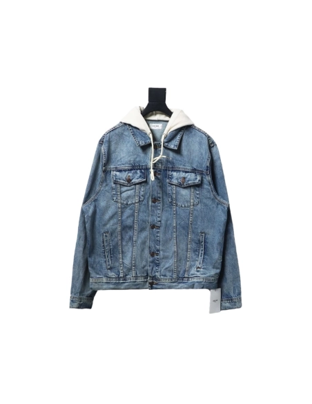 Celine patchwork hooded denim jacket,Celine Jacket,Jacket,APPAREL