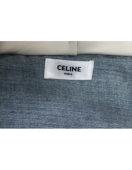 Celine patchwork hooded denim jacket,Celine Jacket,Jacket,APPAREL