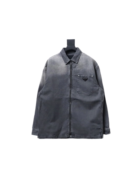 Prada Denim ZipUp Jacket,Prada Jacket,Jacket,APPAREL