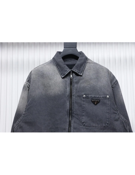 Prada Denim ZipUp Jacket,Prada Jacket,Jacket,APPAREL