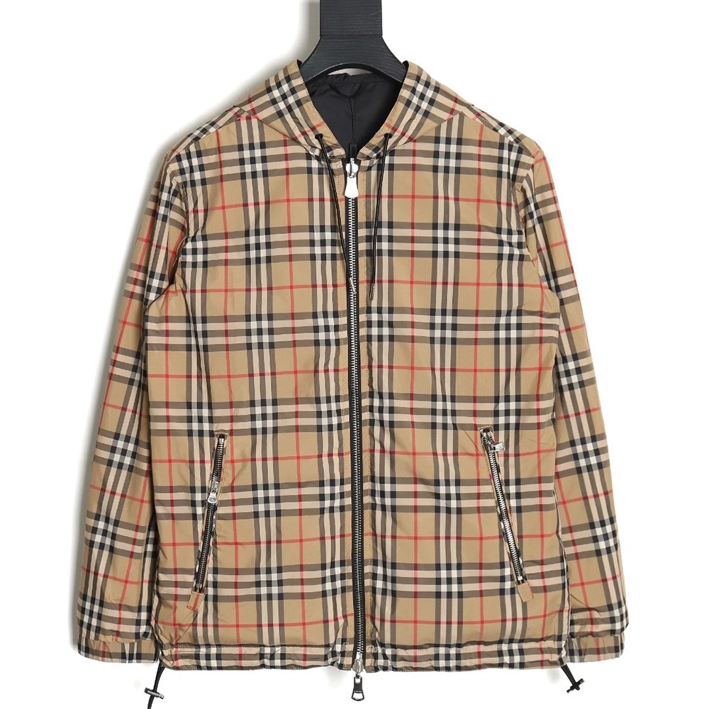 Burberry Check reversible hooded jacket,Burberry Jacket,Jacket,APPAREL