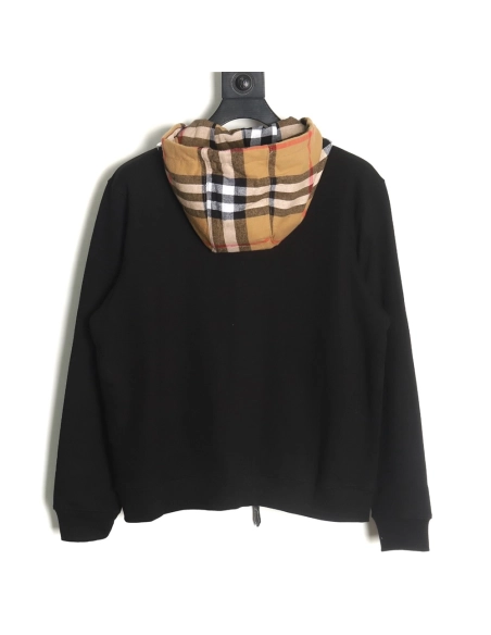 Burberry Check Hood Panel Double Zip Hooded Jacket TSK1,Burberry Jacket,Jacket,APPAREL