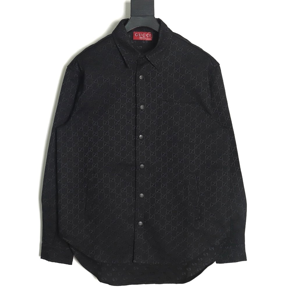 Gucci allover double G jacquard shirt jacket TSK1,Gucci Jacket,Jacket,APPAREL
