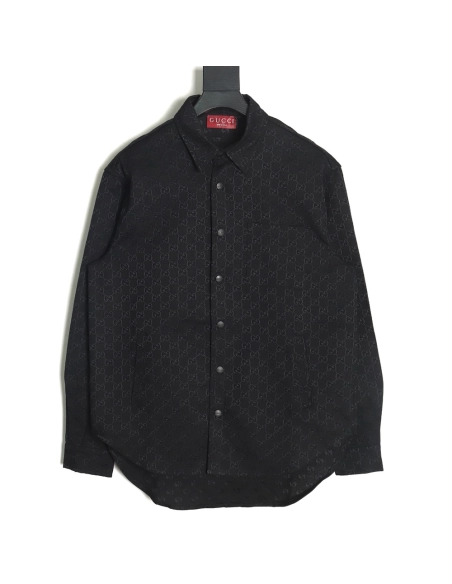 Gucci allover double G jacquard shirt jacket TSK1,Gucci Jacket,Jacket,APPAREL