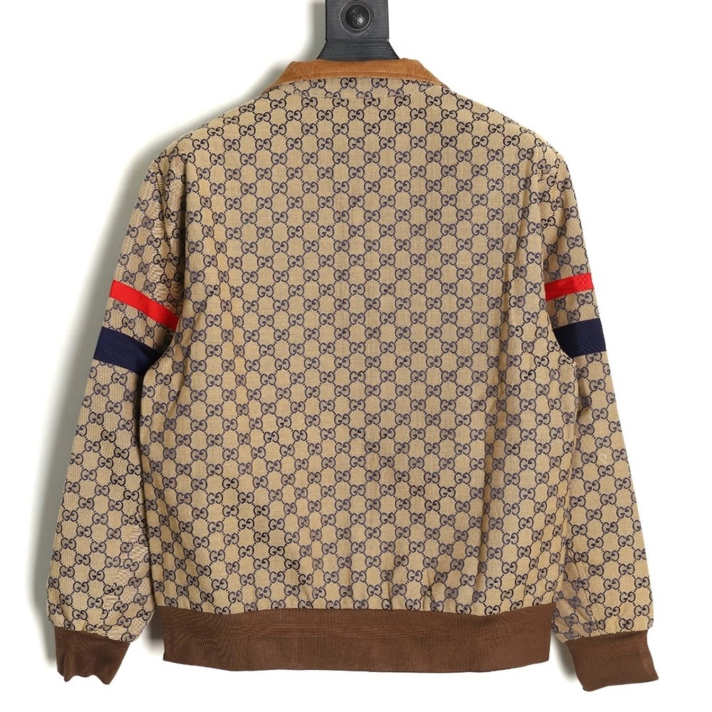 Gucci standup collar double G canvas longsleeved jacket,Gucci Jacket,Jacket,APPAREL